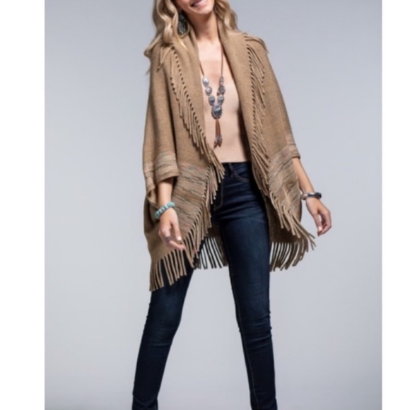 Ruggine Vertical Stripe Open Poncho - Picture 9 of 9